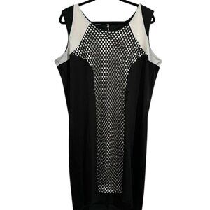 Ashley Stewart Black/White Sleeveless Mesh Panel Dress Size 18 Polyester/Spandex